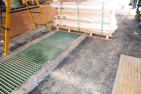 Previously installed GRP grating was originally supplied together with the precast concrete troughs